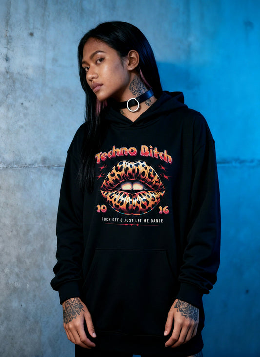 Techno Bitch Lips - Premium Hoodie