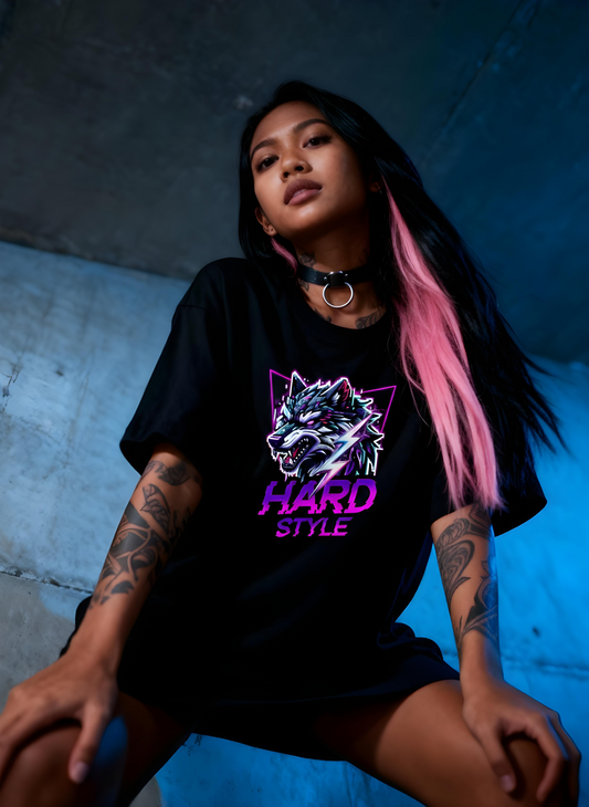 Hardstyle Pixel Wolf - Premium T-Shirt