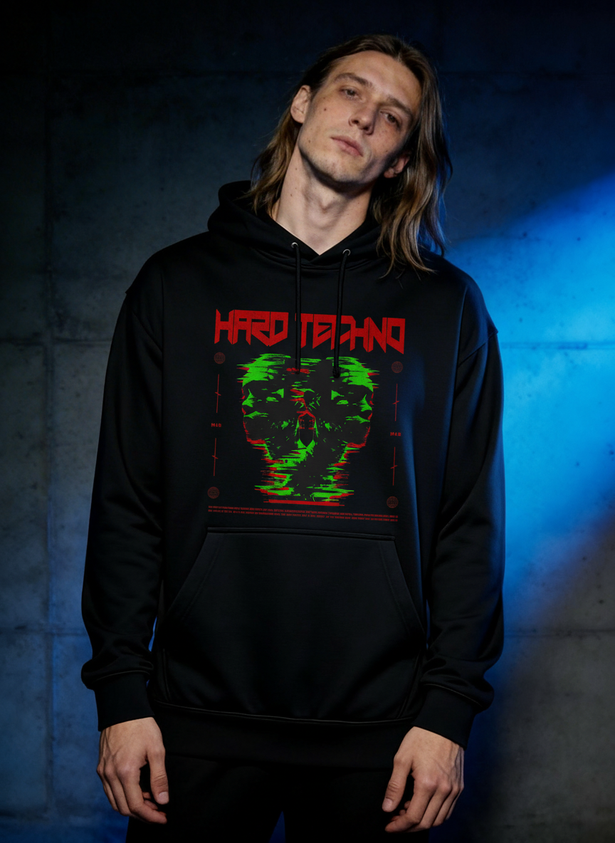 Hard Techno Faces - Premium Hoodie