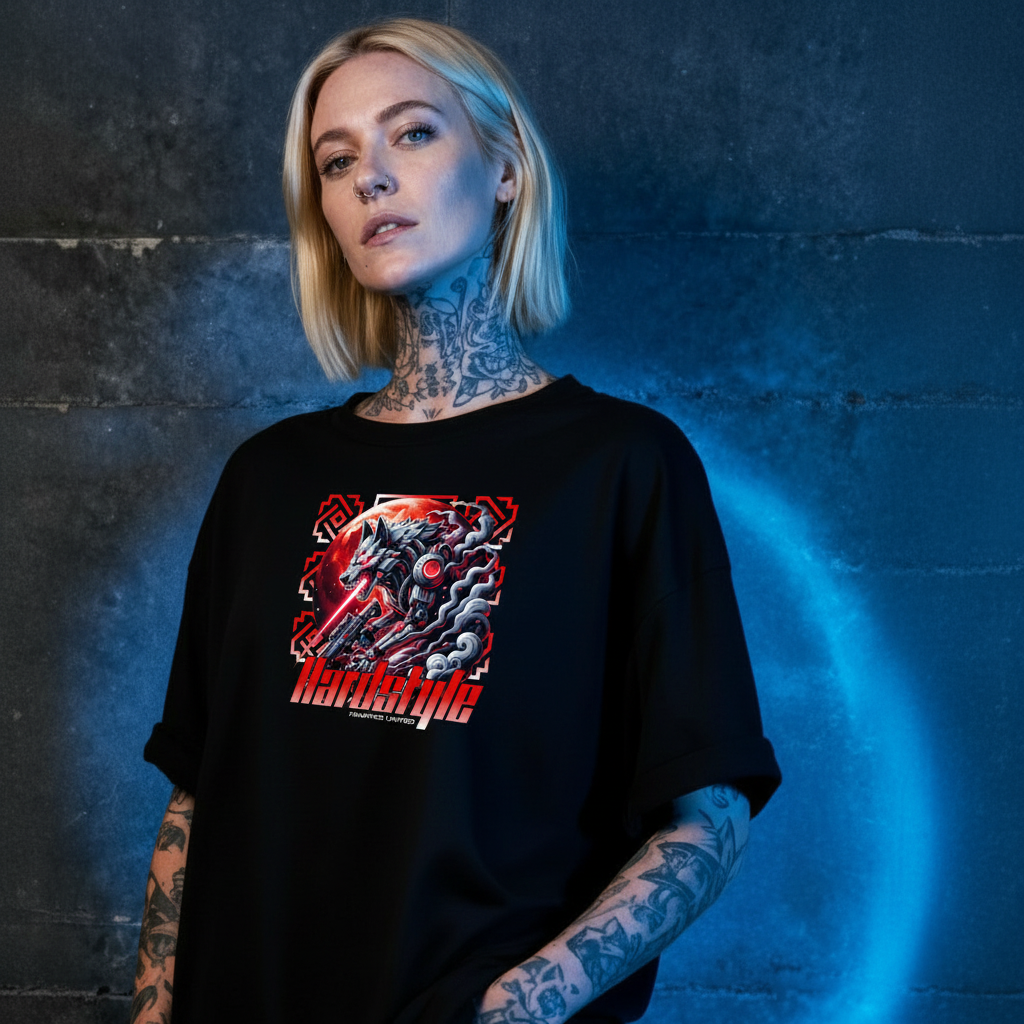 Hardstyle Cyberwolf - Premium T-Shirt