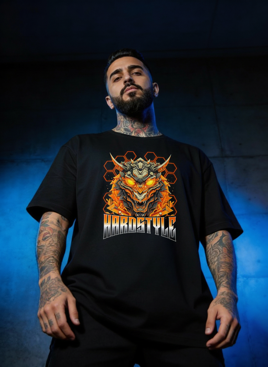 Hardstyle Mecha Dragon - Premium T-Shirt